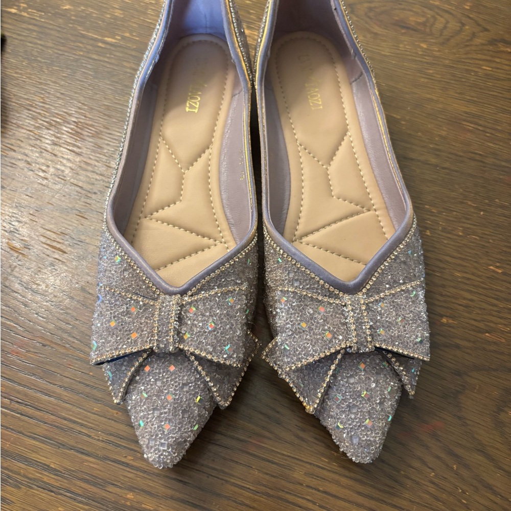 Lilac Sugar flats • lavender Glitter Flats with Bow